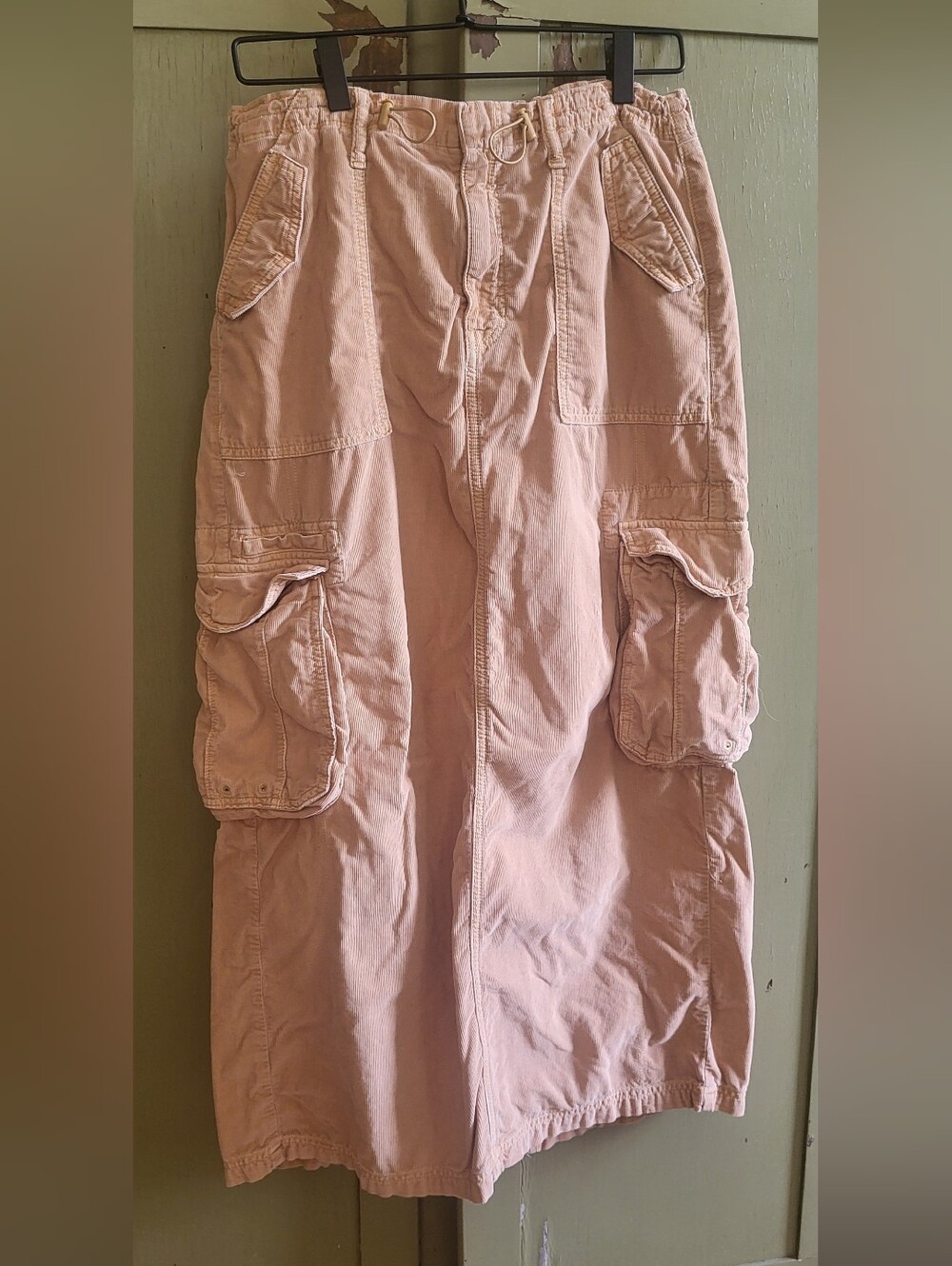 AE Low-Rise Corduroy Maxi Skirt SZ 10 TAN/KHAKI